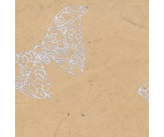 Nepaali paber MUSTRIGA 50x75cm - liblikas, hõbe-beež